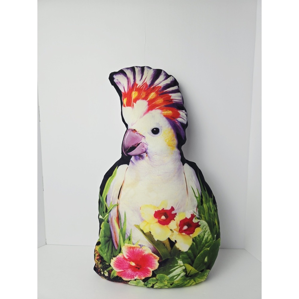 Large Tropical bird‎ throw decorative pillow Parrot Parakeet 20" Cockatoo